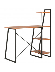 Scrivania con Mensole Nera e Marrone 102x50x117 cm
