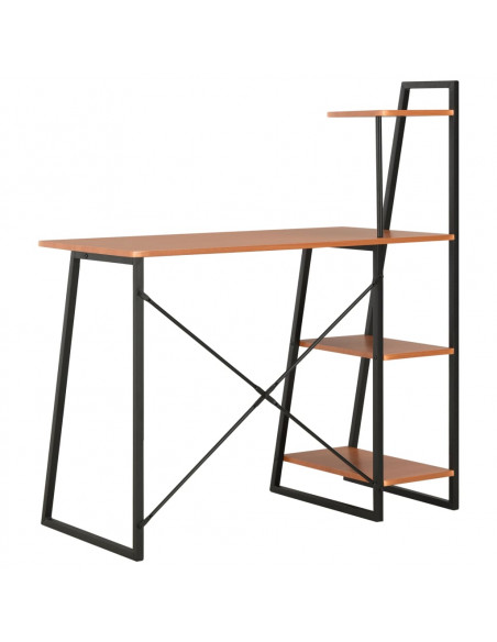 Scrivania con Mensole Nera e Marrone 102x50x117 cm