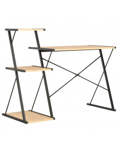 Scrivania con Ripiano Nera e Rovere 116x50x93 cm