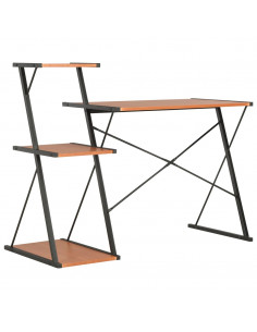 Scrivania con Ripiano Nera e Marrone 116x50x93 cm