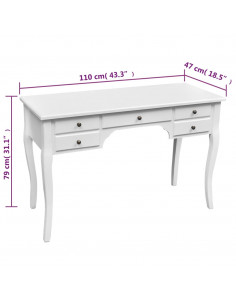 Scrivania in Stile Francese Legno con Gambe Curve e 5 Cassetti