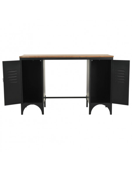 Scrivania con Armadietti Legno di Abete e Acciaio 120x50x76 cm