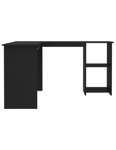 Scrivania Angolare a L Nera 120x140x75cm in Legno Multistrato