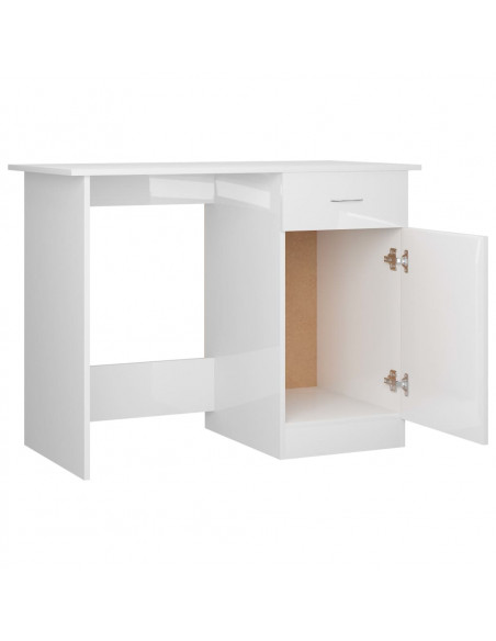 Scrivania Bianco Lucido 100x50x76 cm in Legno Multistrato