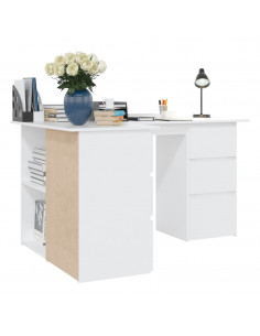 Scrivania ad Angolo Bianca 145x100x76 cm in Legno Multistrato