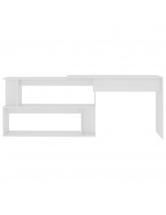 Scrivania ad Angolo Bianca 200x50x76 cm in Legno Multistrato