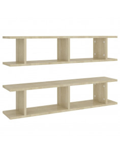 Mensole a Parete 2pz Rovere Sonoma 90x18x20cm Legno Multistrato 2