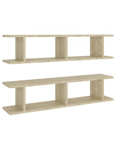 Mensole a Parete 2pz Rovere Sonoma 90x18x20cm Legno Multistrato