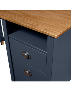 Scrivania Hill Grigia 150x50x74 cm in Massello di Pino