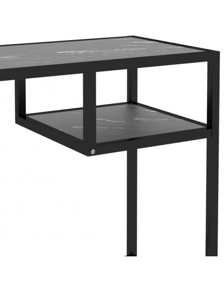 Scrivania per Computer Marmo Nero 100x36x74 cm Vetro Temperato