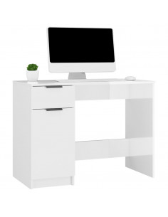 Scrivania Bianco Lucido 100x50x75 cm in Legno Multistrato