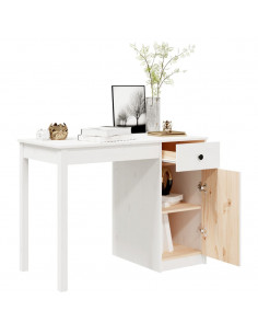 Scrivania Bianca 100x50x75 cm in Legno Massello di Pino