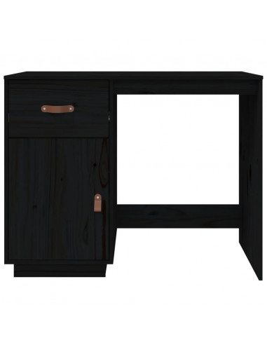 Scrivania Nera 95x50x75 cm in Legno Massello di Pino