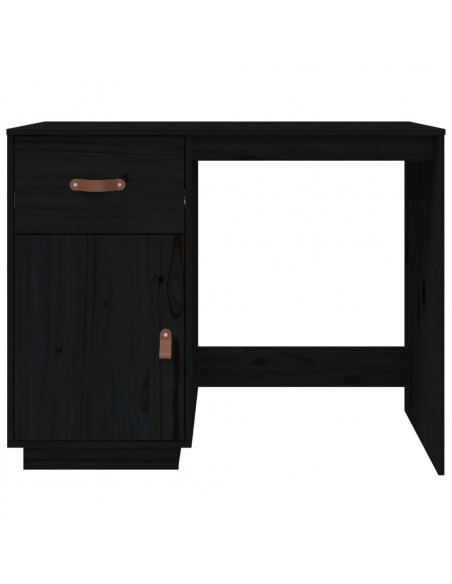 Scrivania Nera 95x50x75 cm in Legno Massello di Pino