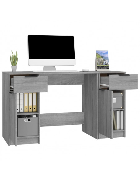 Scrivania con Mobile Laterale Grigio Sonoma Legno Multistrato