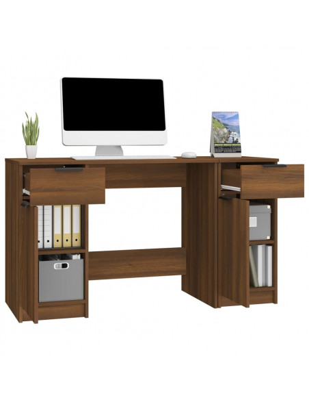 Scrivania con Mobile Laterale Rovere Marrone Legno Multistrato
