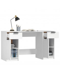 Scrivania con Mobile Laterale Bianco in Legno Multistrato