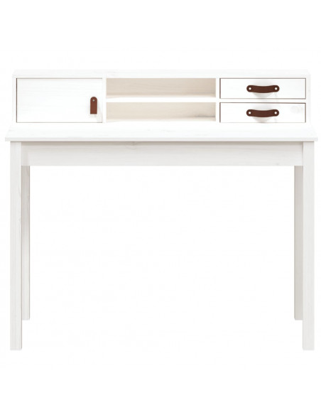 Scrivania Bianca 110x50x93 cm in Legno Massello di Pino