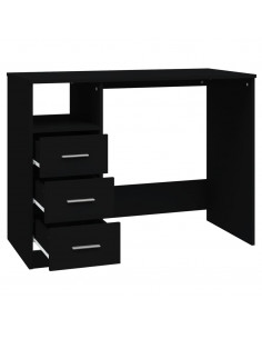 Scrivania con Cassetti Nera 102x50x76 cm in Legno Multistrato