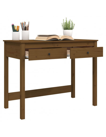 Scrivania con Cassetti Miele 100x50x78 cm Legno Massello Pino