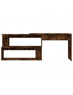 Scrivania Angolare Rovere Fumo 200x50x76cm in Legno Multistrato