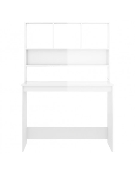 Scrivania Mensole Bianco Lucido 102x45x148 cm Legno Multistrato