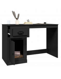 Scrivania con Cassetto Nera 115x50x75 cm in Legno Multistrato