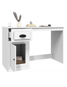 Scrivania con Cassetto Bianca 115x50x75 cm in Legno Multistrato