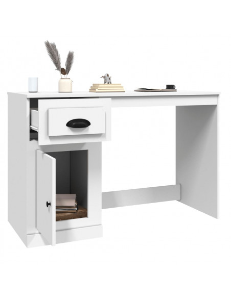 Scrivania con Cassetto Bianca 115x50x75 cm in Legno Multistrato