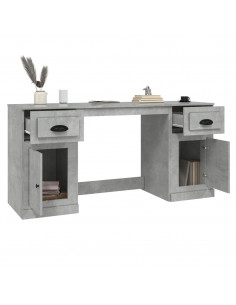 Scrivania con Armadietto Grigio Cemento in Legno Multistrato