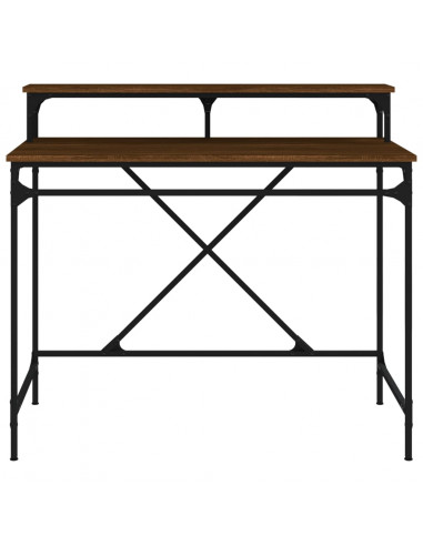 Scrivania Rovere Marrone 100x50x90 cm Legno Multistrato e Ferro