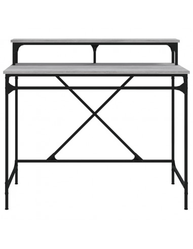 Scrivania Grigio Sonoma 100x50x90 cm Legno Multistrato e Ferro