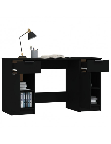 Scrivania con Mobile Laterale Nero in Legno Multistrato