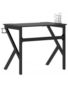 Scrivania da Gaming con Gambe a K Nera 90x60x75 cm