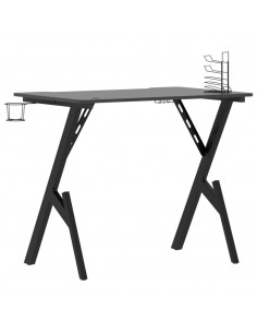 Scrivania da Gaming con Gambe a Y Nera 90x60x75 cm