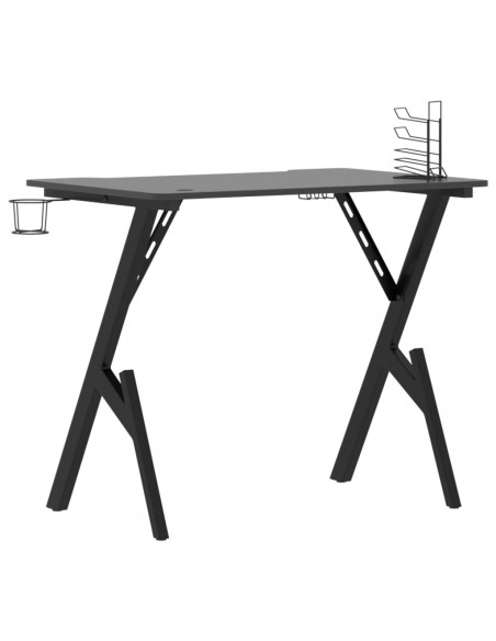 Scrivania da Gaming con Gambe a Y Nera 90x60x75 cm