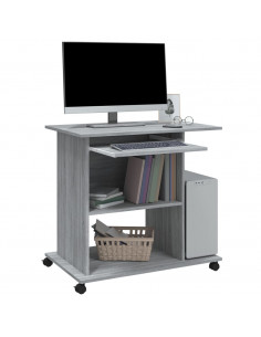 Scrivania Computer Grigio Sonoma 80x50x75 cm Legno Multistrato