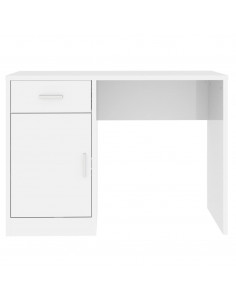 Scrivania Cassetto Bianco Lucido 100x40x73cm Legno Multistrato