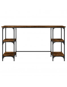 Scrivania Rovere Fumo 140x50x75 cm Metallo e Legno Multistrato