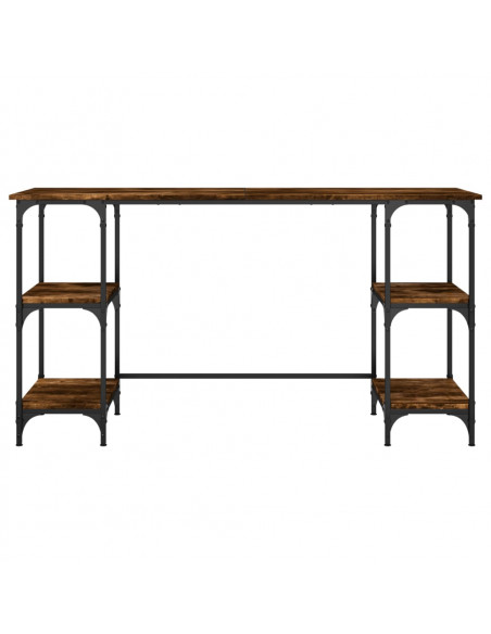 Scrivania Rovere Fumo 140x50x75 cm Metallo e Legno Multistrato