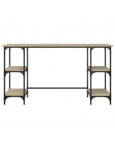 Scrivania Rovere Sonoma 140x50x75cm Metallo e Legno Multistrato