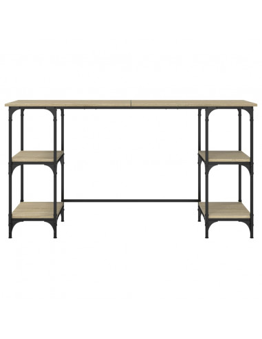 Scrivania Rovere Sonoma 140x50x75cm Metallo e Legno Multistrato