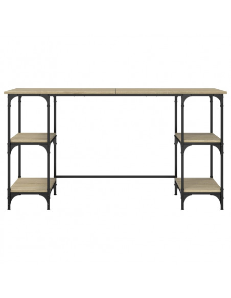Scrivania Rovere Sonoma 140x50x75cm Metallo e Legno Multistrato