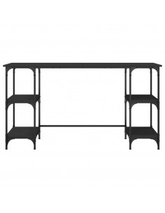 Scrivania Nera 140x50x75 cm in Metallo e Legno Multistrato