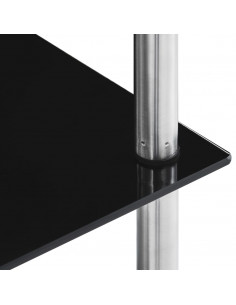 Scaffale a 6 Livelli Nero 40x40x160 cm in Vetro Temperato