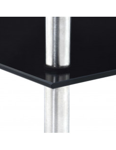 Scaffale a 3 Livelli Nero 30x30x67 cm in Vetro Temperato