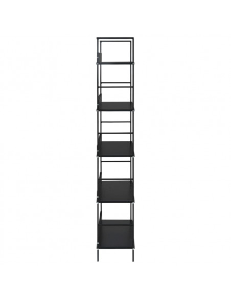 Scaffale Libri 5 Ripiani Nero 60x27,6x128,5cm Legno Multistrato