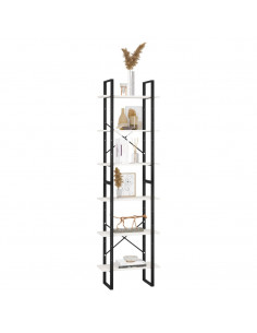 Scaffale Bianco 60x30x210 cm in Legno Massello di Pino