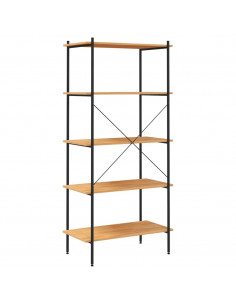 Scaffale con 5 Mensole Nero e Rovere 80x40x163 cm