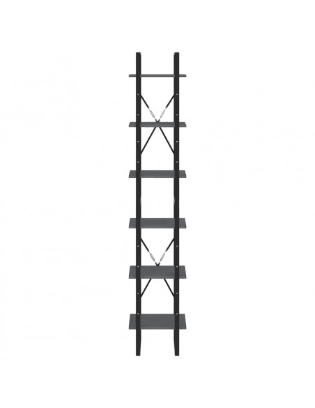 Scaffale Alto Grigio 40x30x210 cm in Legno Massello di Pino
